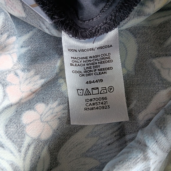 Loft Wide Leg Flowy Pants Drawstring Floral Navy Blue Pink Yellow White Small - Picture 9 of 10